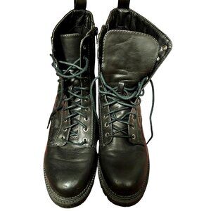 Rock Candy Black Quilted Combat Boots, Women's Size 8